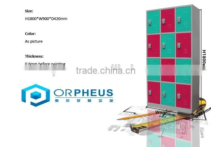 New Arrival Supermarket Metal lockers Digital Keypad Lock Lockers 12 Doors Intelligent Locker