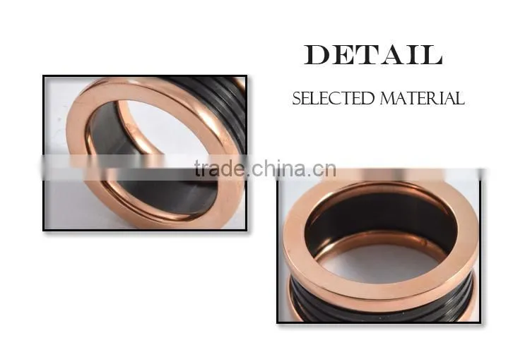 Rose gold ring napkin rings women black ceramic rings stainless steel