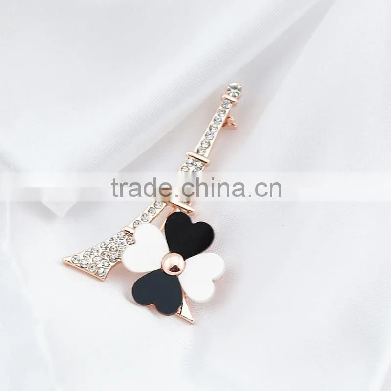 Fashion new design rhinestone Eiffel Tower samll brooch for charm ladies wholesale