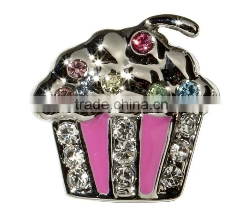 Wholesale Rhinestone Zinc Alloy Cupcake Slide Charm