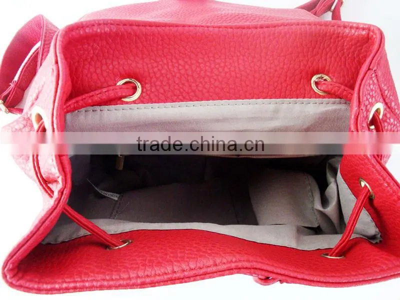 2015 Fashion Hot Selling PU Leather Backpack Popular Red Leather Backpack