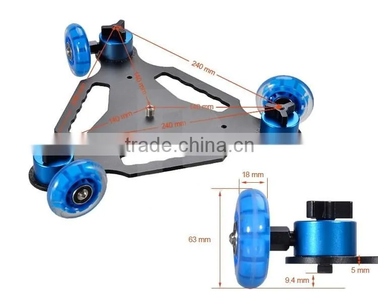 3 Wheels Triangle Vedio Rail Track Slider Table Dolly Car Skater for DSLR Camera