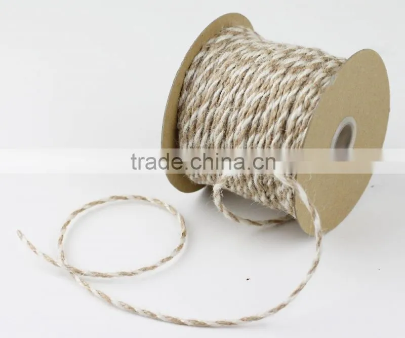 2.5mm 2 ply twisted ivory and natural jute twine 25yard