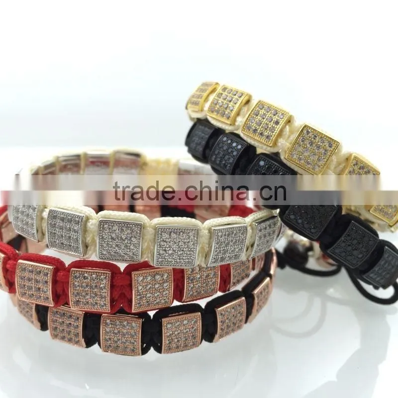 Latest fashion square diamonds rope bangle bracelet for men