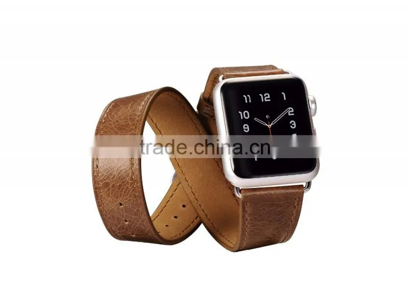ICARER Double bukle Genuine Leather Watch Band For 38mm Apple Watch Bracelet with 3 Wear Method with watchband connector MT-4831