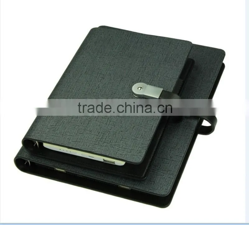 Factory custom gift business leather notebook with powerbank and U disk