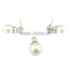 Pearl stud earrings pearl jewelry set pearl pendant 925 sliver jewelry
