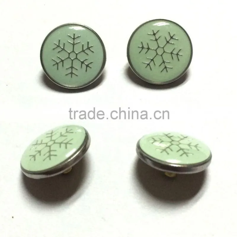 with mint green color logo epoxy spring snap button