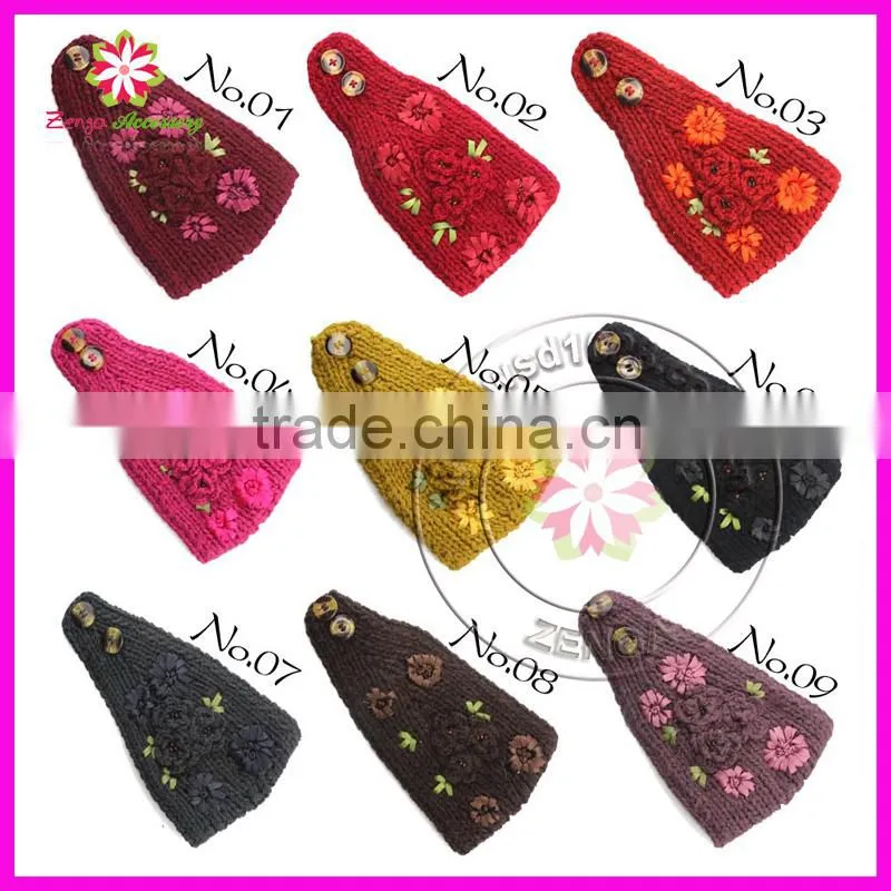 Winter Flower Knit Crochet Headwrap Headband ear warmer headwear wrap hairband