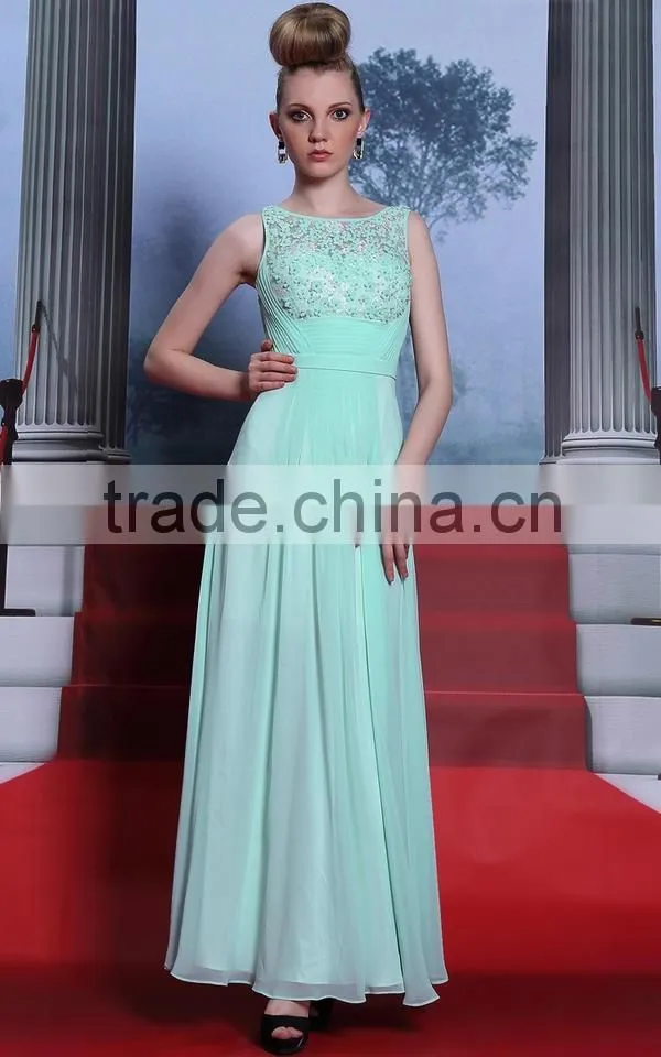 vestidos de fiesta 2016 custom made chiffon beaded free long green prom dress