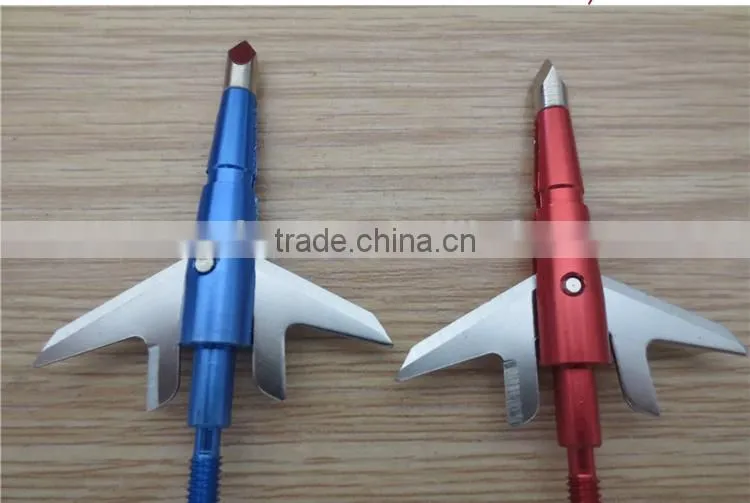 red Sharp Hunting Arrowheads, Stainless Steel Arrow Tips Arrowheads shape like Buffalo 100 grains Arrowheads