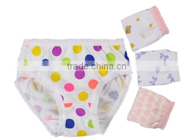 Children Girl printing colourful dot cotton basic brief underwear