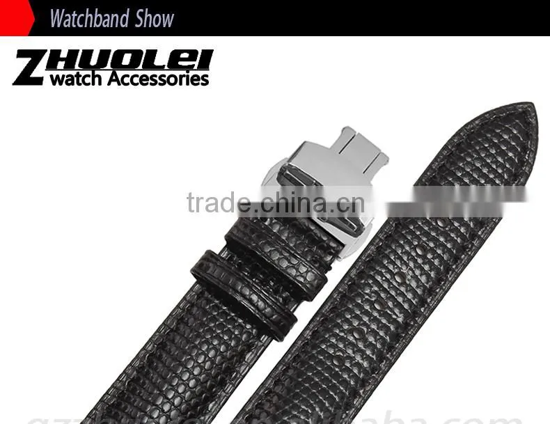 18|20|22|24mm high quality genuine leather Men and women's Watch strap with double click buckle Wholesale 3PCS