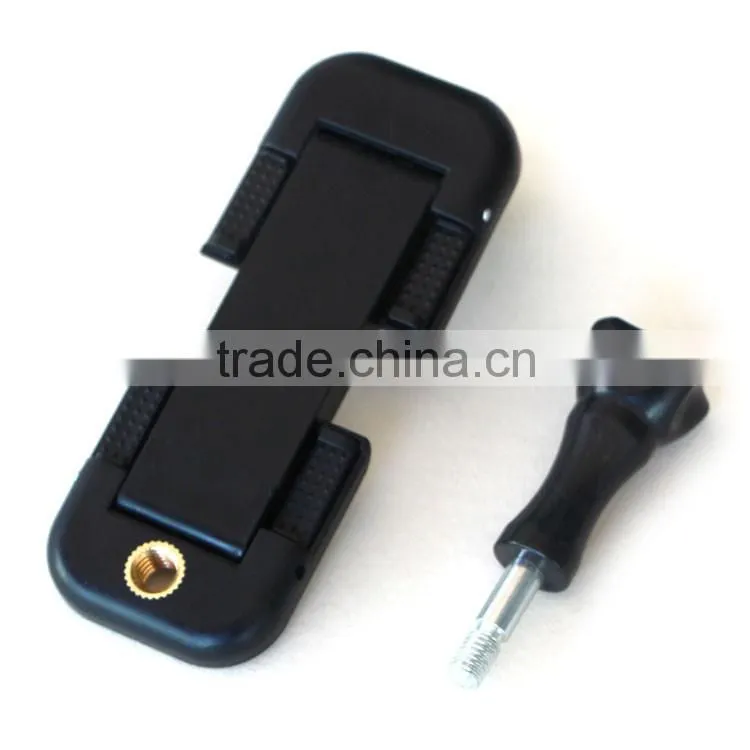 Dual connector camera adapter 1/4"-20 screw Spring Clip Mount Bracket for tripod monopod
