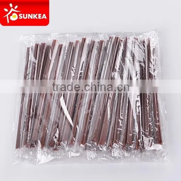 Individually wrapped disposable plastic coffee stirrer