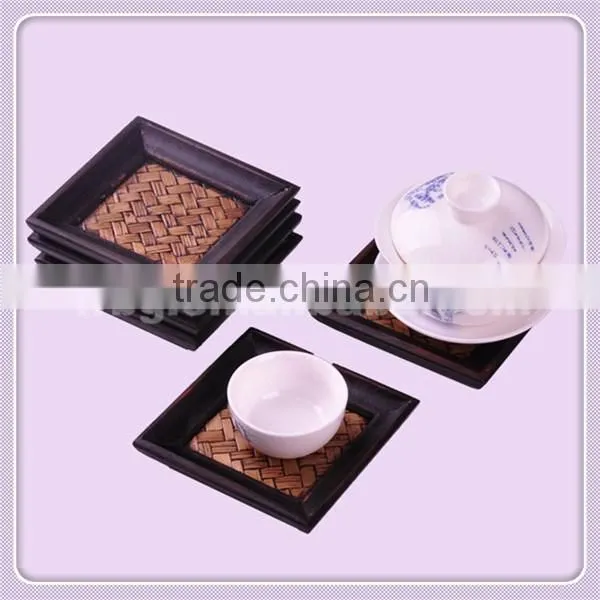 Fancy wooden cup mats, custom design coffee cup mat