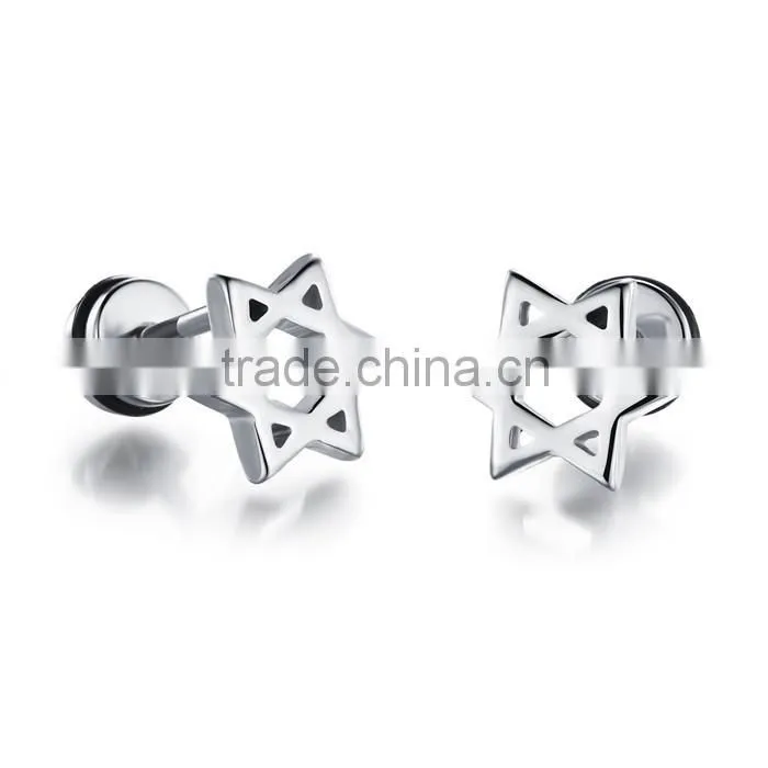 jewellery fashion design 2016 new stainless steel star men earring