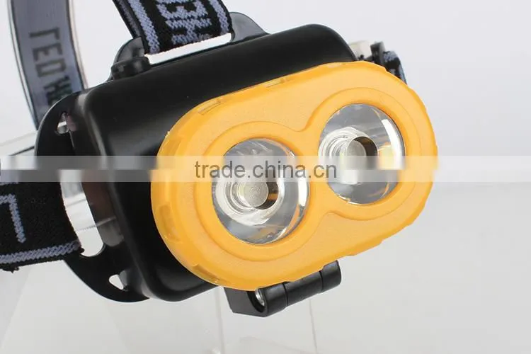 Cheap 3W Super Bright 2 Power White LED Headlight Headlamp 3 Modes 2LED Red Flashlight for Outdoor