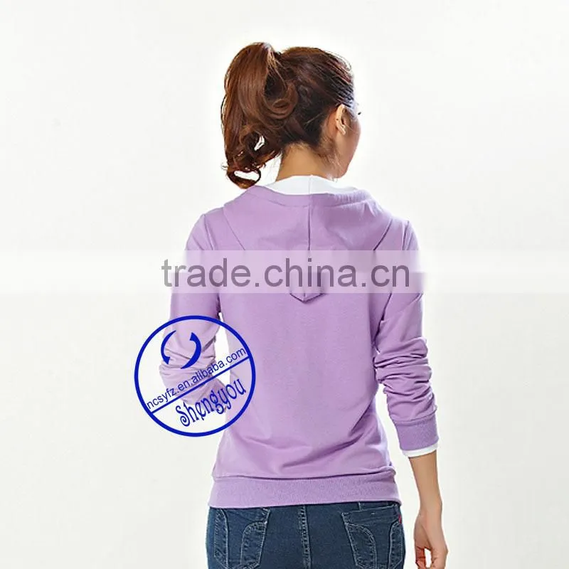 Wholesale high quality customized plain blank hoodie for women