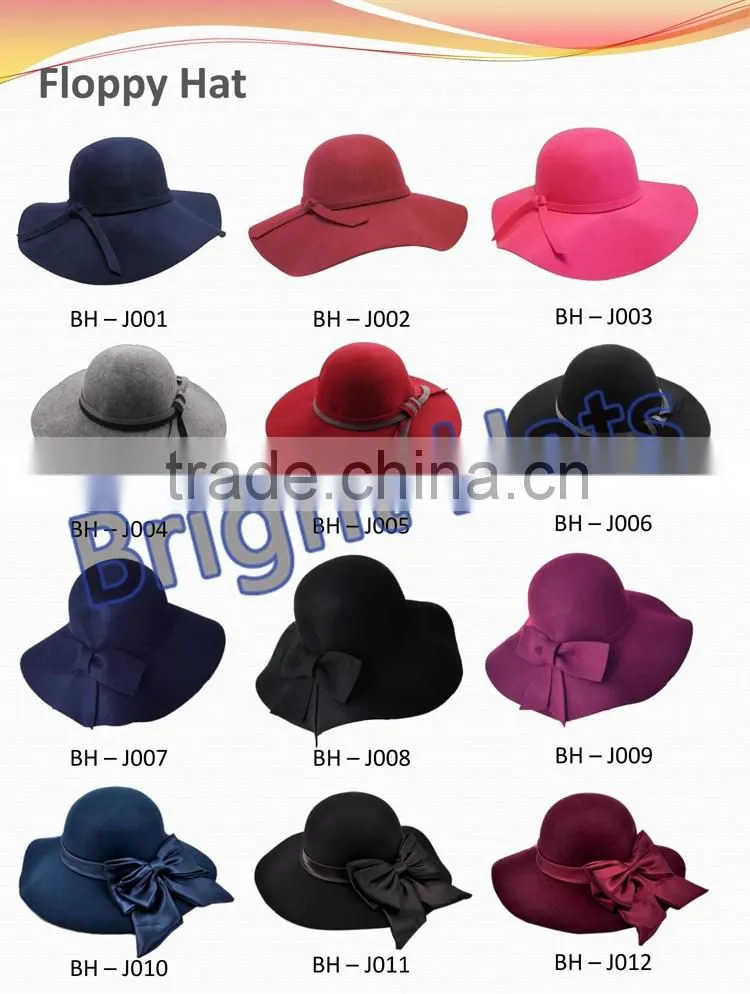 Wool felt hat Fedora hat Cloche hat Bucket hat Floppy hat Cowboy hats Bowler hat Top hat Porkpie hat