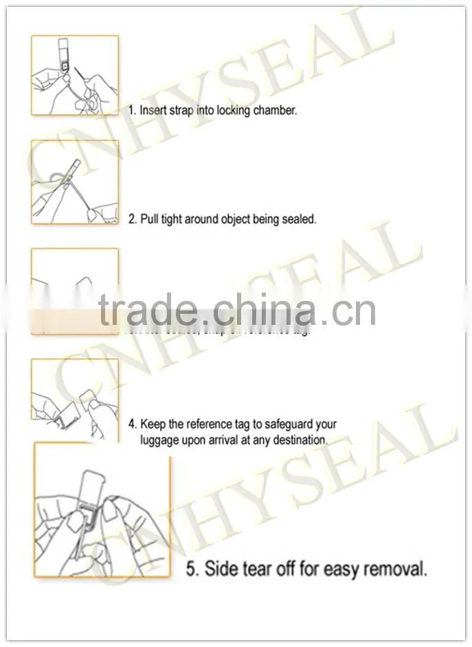 CH308 Pull tight travel luggage security plastic seal