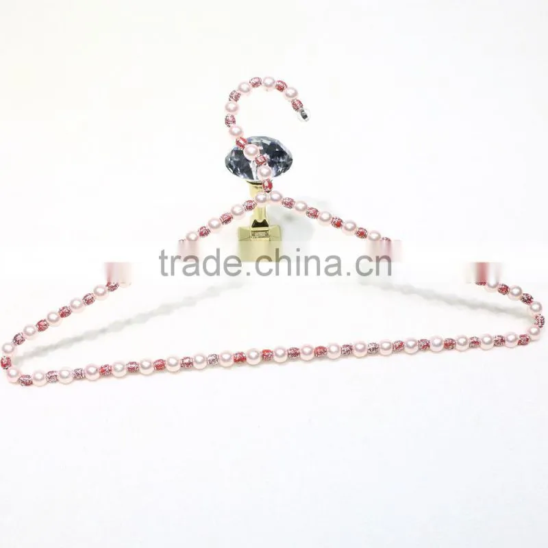 Colorful Pearl beaded dry cleaner wire clothes hanger coat hanger for sale