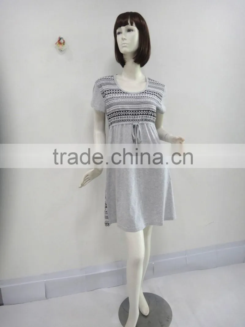 Grey contracted bowknot nightgown women