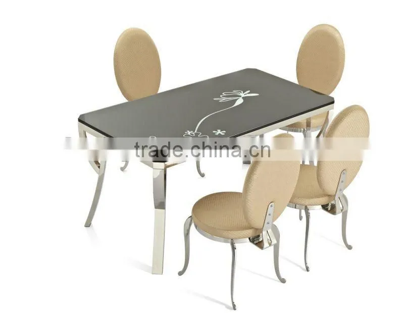 Stainless metal mable top dining table