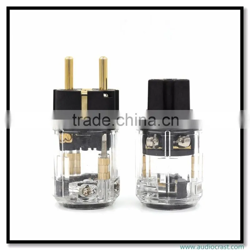 OEM/ODM Gold Plated EU Schuko Mains Power Plug + IEC Connector Audio