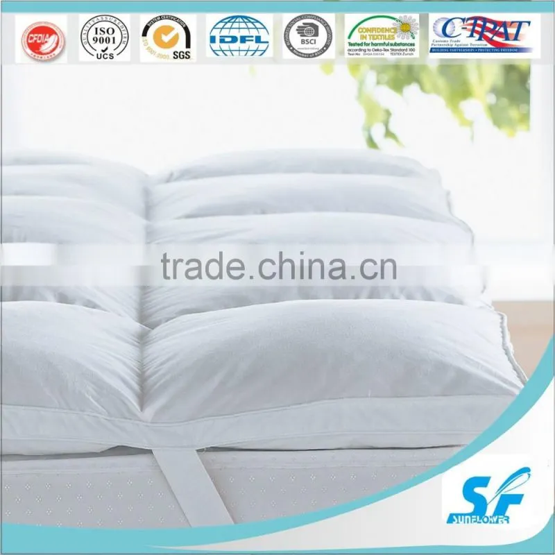 double layers goose duck feather down fill mattress pad bed topper