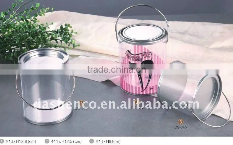 clear round PVC cookie tin box