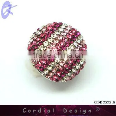 2013 hot sale wholesale colour rhinestone fashion hemispherical ring