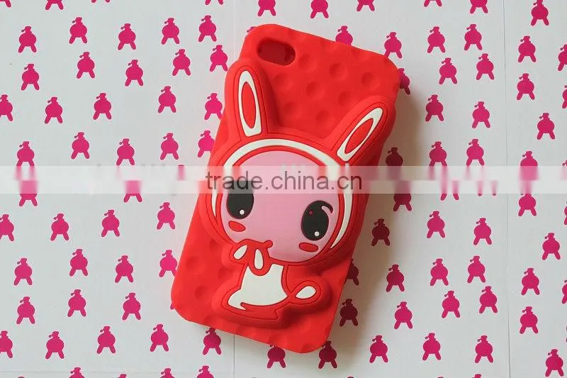 The high quality Dongguan factory manufacture silicone mobile phone cover for Shy Rabbit