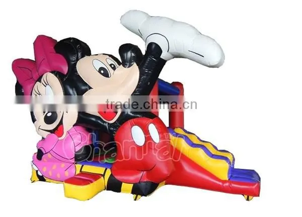 Mickey Mouse Inflatable Bounce House, Mickey & Minnie Inflatable Jumping Castle with Slide