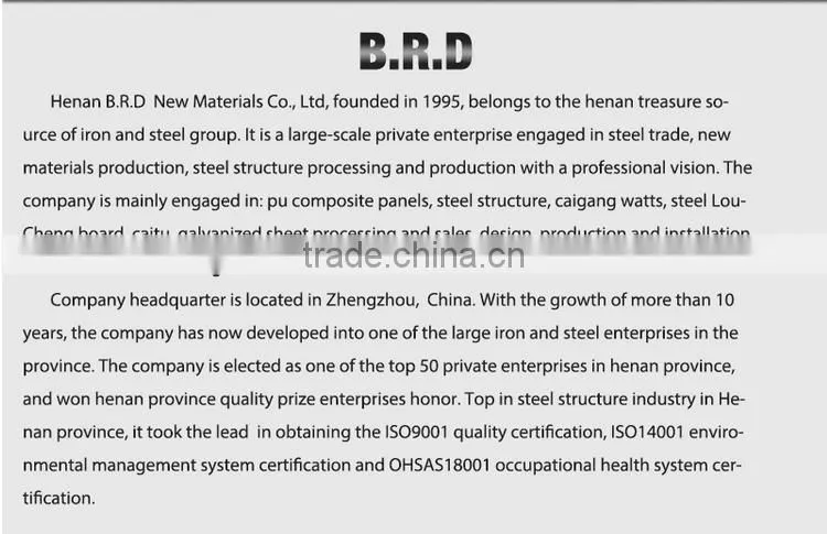 high standard zinc coated pu sandwich roof panels
