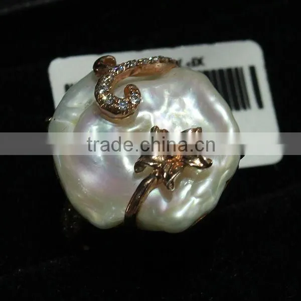 Large baroque pearl ring/Fireball pearl ring/unique pearl ring