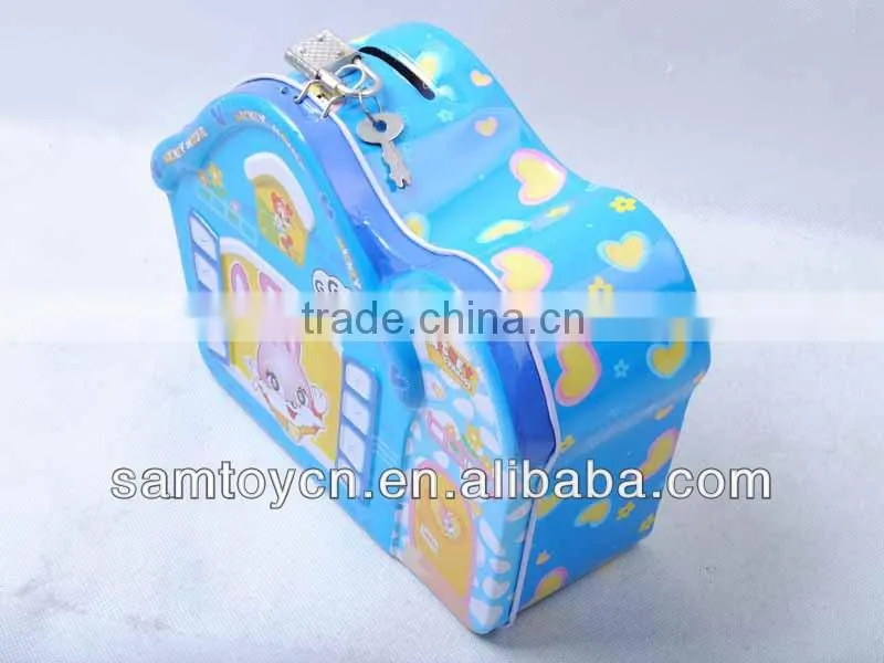 Cartoon rabbit metal money box with key