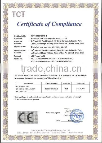 CE Bridgelux Chip MeanWell driver IP65 60w led tunnel light, Chinese factory price led tunnel light