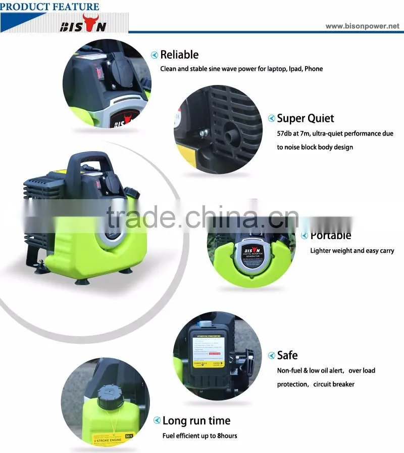 Bison China Taizhou Mini Gasoline Digital Inverter Generator, Picnic Generator