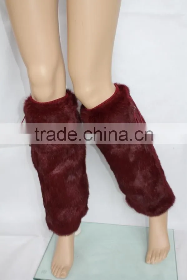 long style wholesale fashion women rabbit fur leg warmers girls