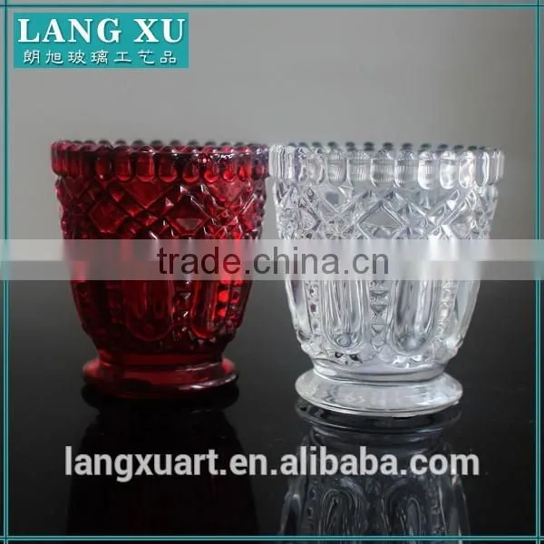 wholesale red crackle glass votive frosted candle holder