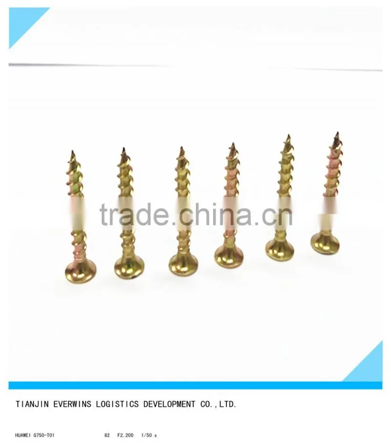 Countersund Head Brass plated screws Phillips head Coarse thread Drywall screws
