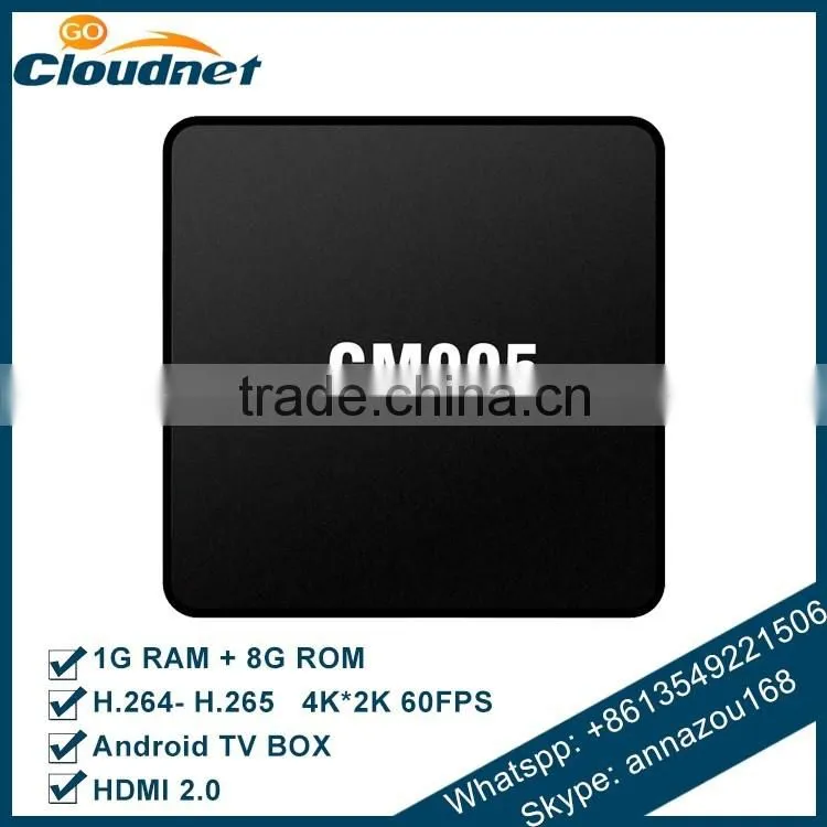 Hot Cloudnetgo CM905 4K S905 smart tv box quad core Android 5.1 Smart TV Lollipop live xbmc / Kodi streaming tv box OEM accepted