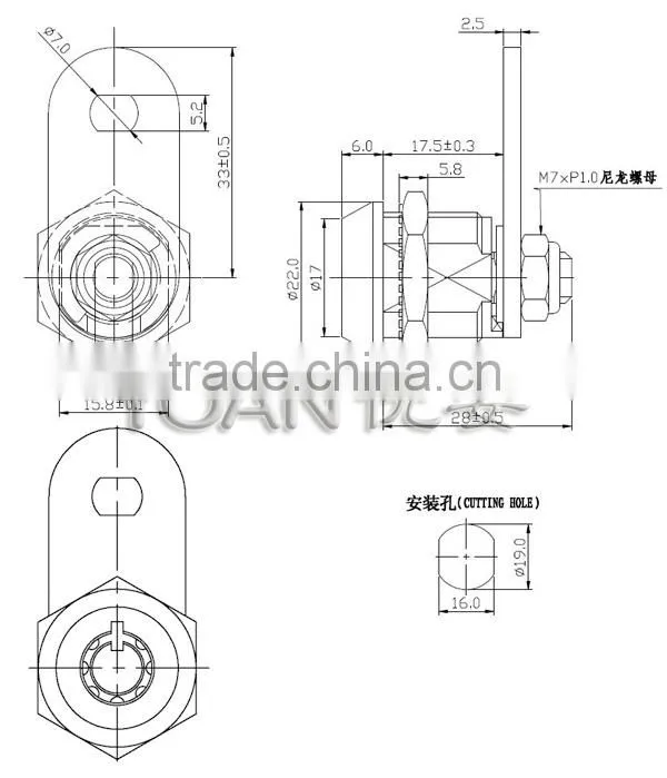 coin operated door lock and hook cam lock