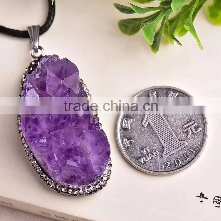 Lovely Natural Amethyst Geodes Crystal Pendants