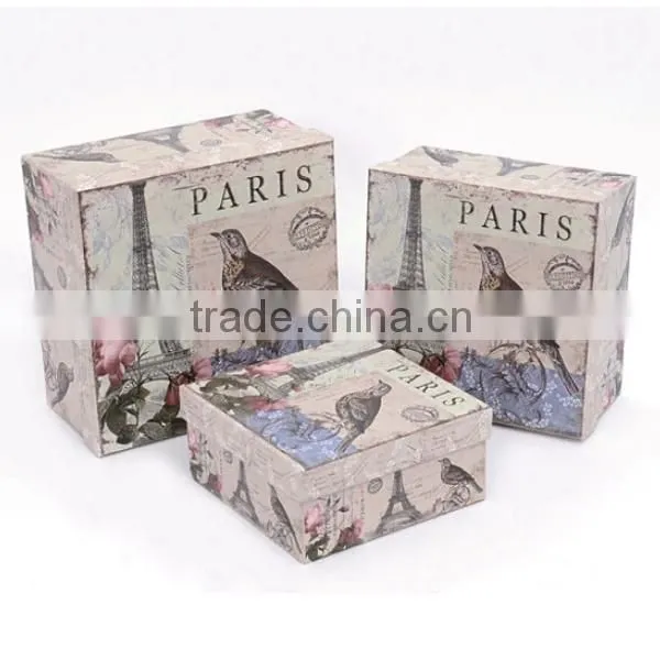 Antique Paris Tower And Flower Paper Gift Box