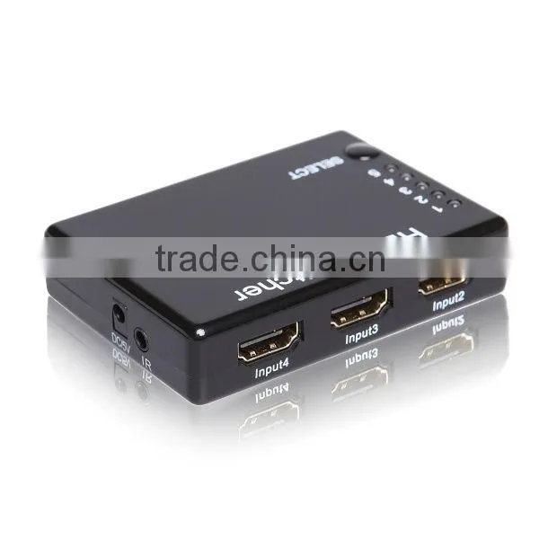 5 port HDMI 1080p switcher 5 in 1 out HDMI Switch HDMI 1.3a Supports 3D with IR Wireless Remote