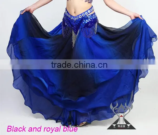 Colorful Pleated Rayon Belly Dance Long Skirt for Women