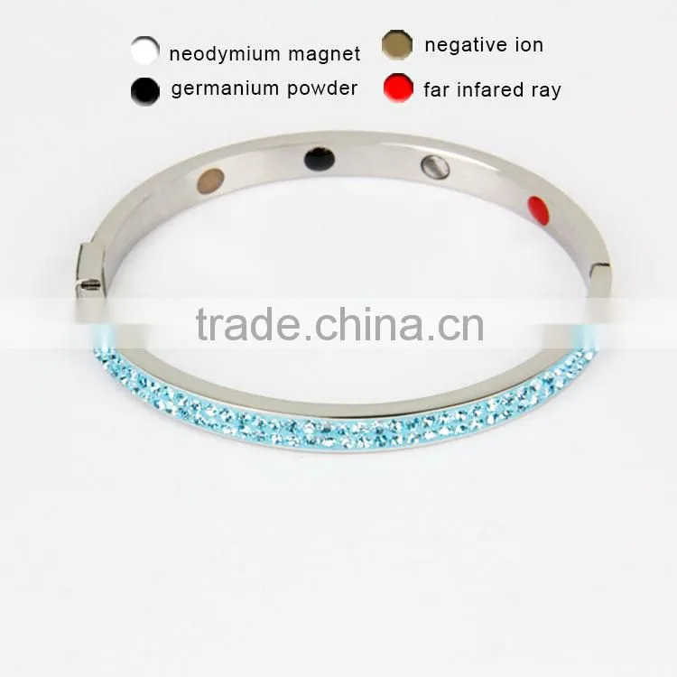 China wholesale handmade adjustable wire bracelet colorful crystal stainless steel expandable bangle