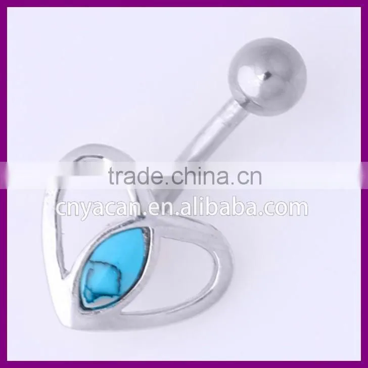 Vibrating Piercing Jewelry Turquoise Heart Love Infected Navel Piercing